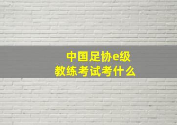 中国足协e级教练考试考什么