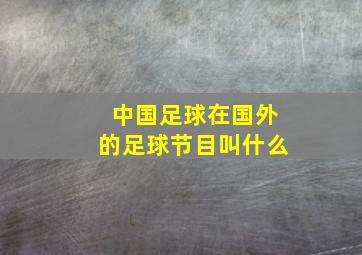 中国足球在国外的足球节目叫什么