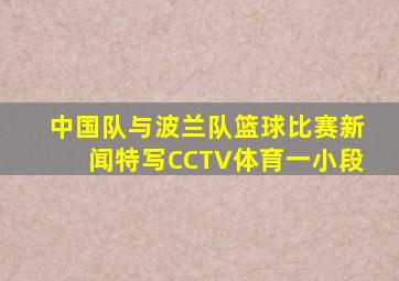 中国队与波兰队篮球比赛新闻特写CCTV体育一小段