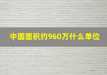 中国面积约960万什么单位