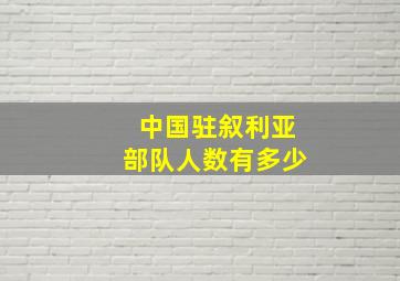 中国驻叙利亚部队人数有多少