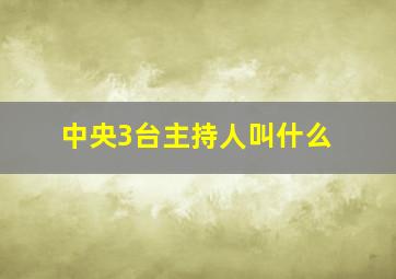 中央3台主持人叫什么