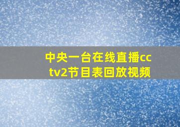 中央一台在线直播cctv2节目表回放视频