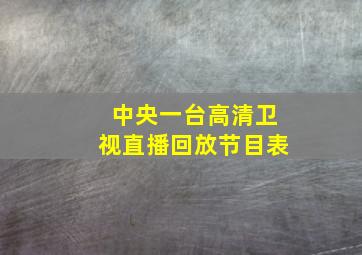 中央一台高清卫视直播回放节目表