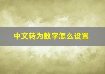 中文转为数字怎么设置