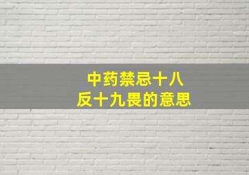 中药禁忌十八反十九畏的意思