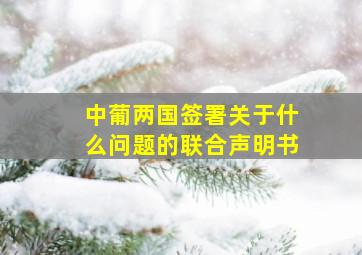 中葡两国签署关于什么问题的联合声明书