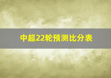 中超22轮预测比分表