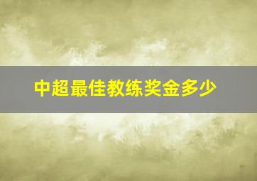 中超最佳教练奖金多少