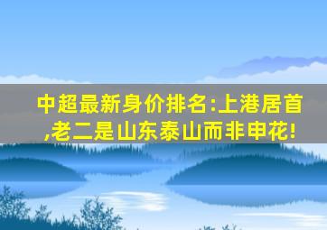 中超最新身价排名:上港居首,老二是山东泰山而非申花!