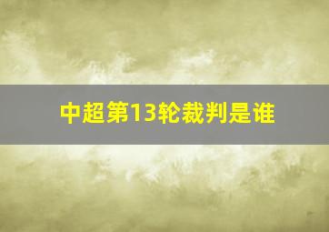 中超第13轮裁判是谁