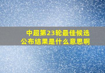 中超第23轮最佳候选公布结果是什么意思啊