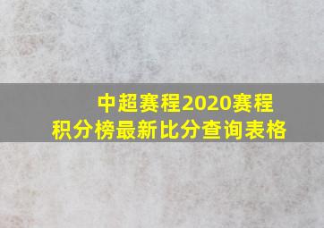 中超赛程2020赛程积分榜最新比分查询表格