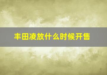 丰田凌放什么时候开售