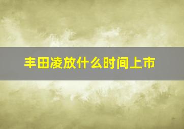 丰田凌放什么时间上市