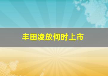 丰田凌放何时上市