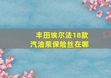 丰田埃尔法18款汽油泵保险丝在哪