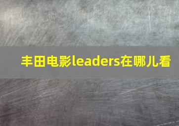 丰田电影leaders在哪儿看