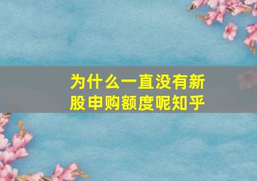 为什么一直没有新股申购额度呢知乎