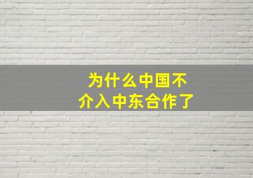 为什么中国不介入中东合作了