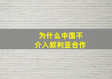 为什么中国不介入叙利亚合作