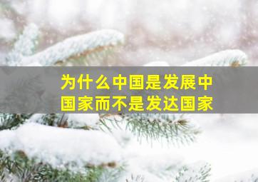 为什么中国是发展中国家而不是发达国家