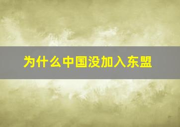 为什么中国没加入东盟