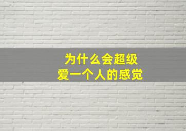 为什么会超级爱一个人的感觉