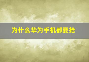 为什么华为手机都要抢