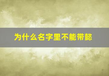 为什么名字里不能带懿