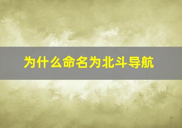 为什么命名为北斗导航