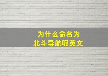 为什么命名为北斗导航呢英文