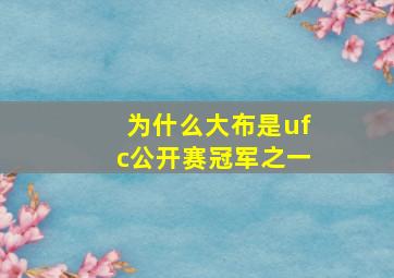 为什么大布是ufc公开赛冠军之一