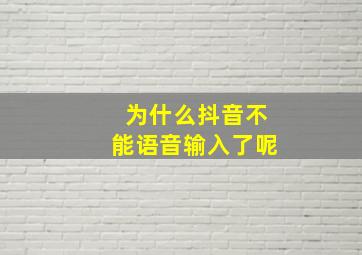 为什么抖音不能语音输入了呢