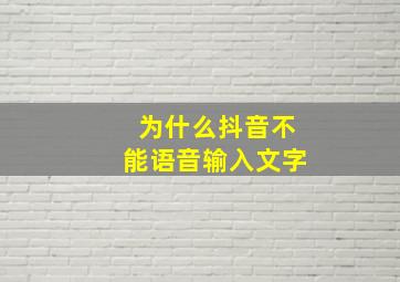 为什么抖音不能语音输入文字