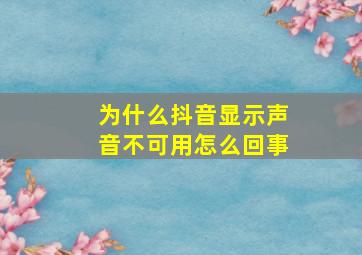 为什么抖音显示声音不可用怎么回事