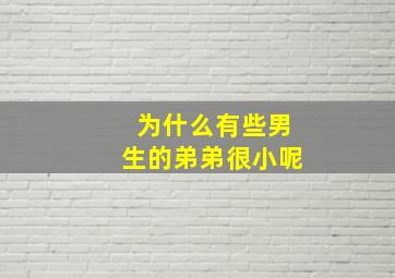 为什么有些男生的弟弟很小呢