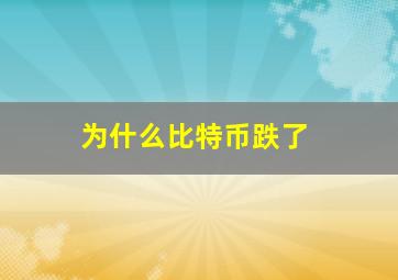 为什么比特币跌了