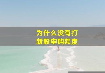 为什么没有打新股申购额度