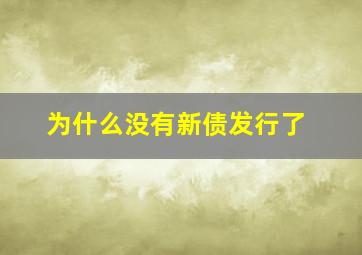 为什么没有新债发行了