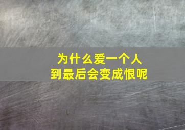 为什么爱一个人到最后会变成恨呢