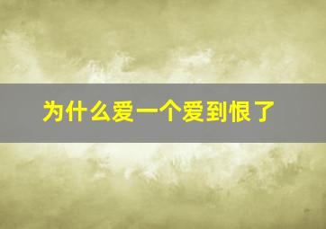 为什么爱一个爱到恨了