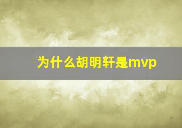 为什么胡明轩是mvp