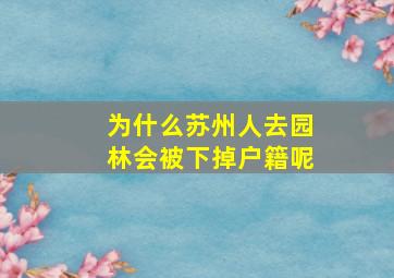 为什么苏州人去园林会被下掉户籍呢