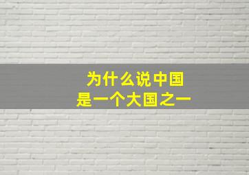 为什么说中国是一个大国之一