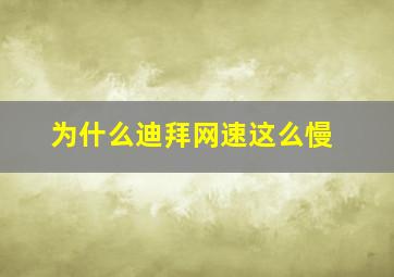 为什么迪拜网速这么慢