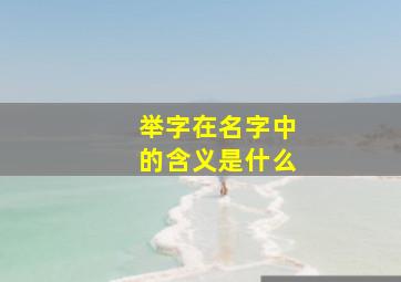 举字在名字中的含义是什么