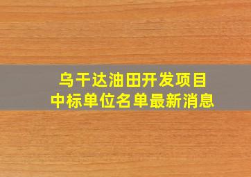 乌干达油田开发项目中标单位名单最新消息