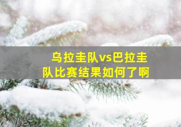 乌拉圭队vs巴拉圭队比赛结果如何了啊