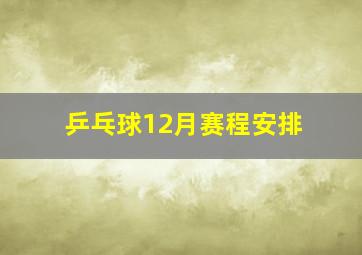 乒乓球12月赛程安排